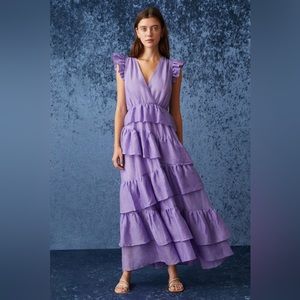 Marie Oliver Marisol Dress Purple Ruffle Maxi